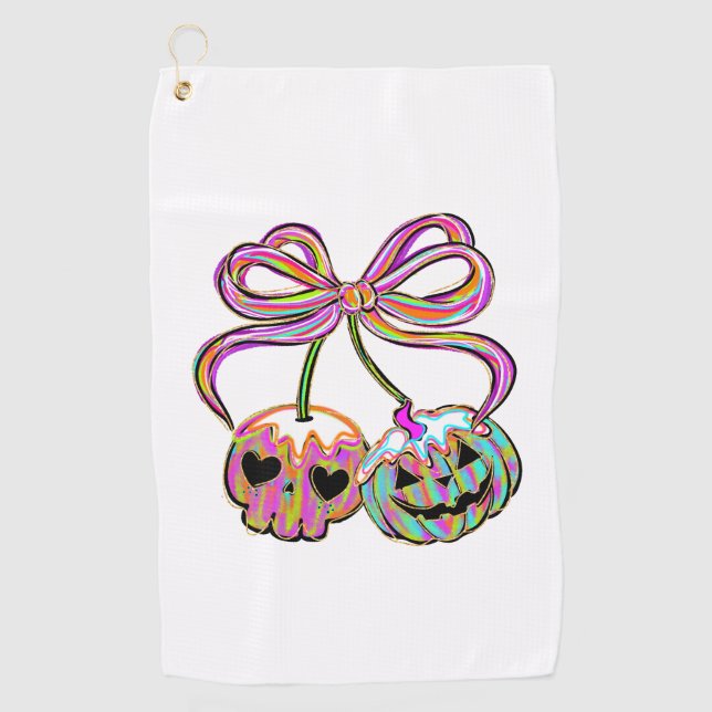 Serviette De Golf Coquette Citrouille cerises Halloween (Devant)