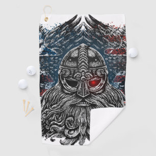 Serviette De Golf Corbeaux et épées d'Odin Mythologie Viking drapeau
