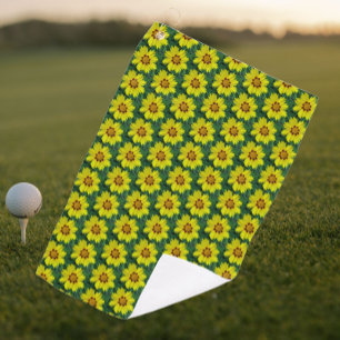 Serviette De Golf Coréopsis jaune et bronze Motif floral