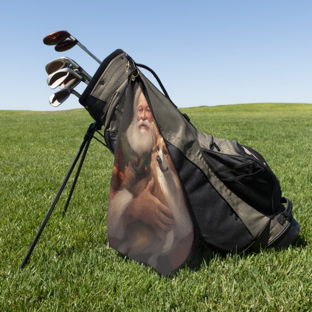 Serviette De Golf Corgi avec Noël Festif du Père Noël (Vert)