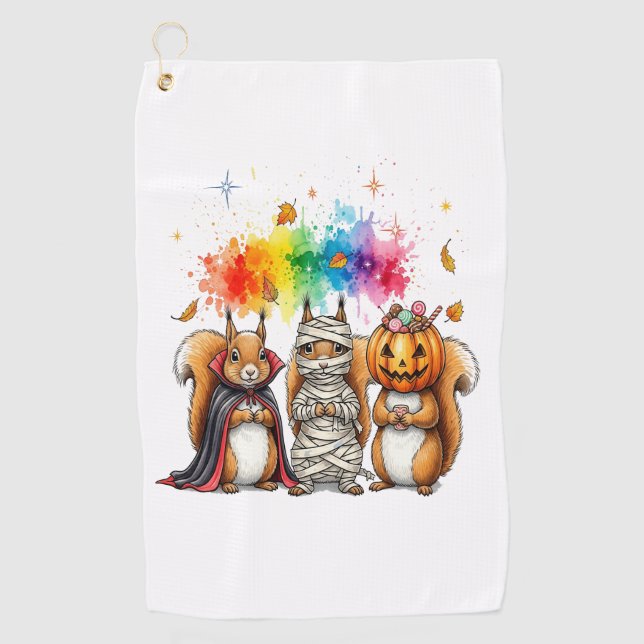 Serviette De Golf Costume d'écureuils mignons d'Halloween (Devant)