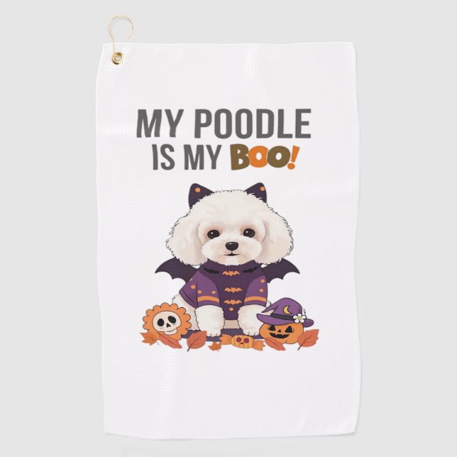 Serviette De Golf Costume d'Halloween de caniche Mon caniche est mon (Devant)