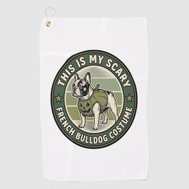 Serviette De Golf Costume Halloween Épouvantable Bouledogue Français (Devant)