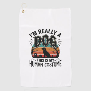 Serviette De Golf Costume Humain Chien Drôle Halloween Vintage Chien