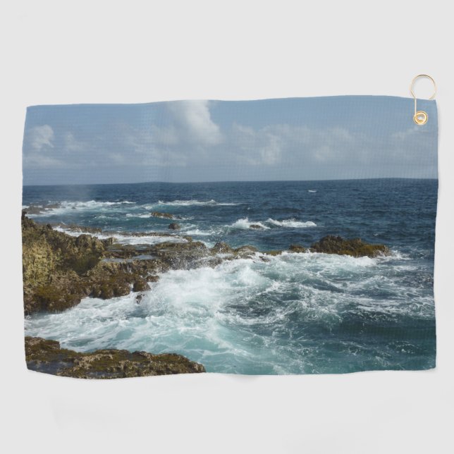 Serviette De Golf Côte rocheuse d'Aruba et océan bleu (Horizontal)