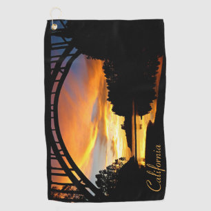 Serviette De Golf Coucher de soleil sur la côte d'Orange en Californ