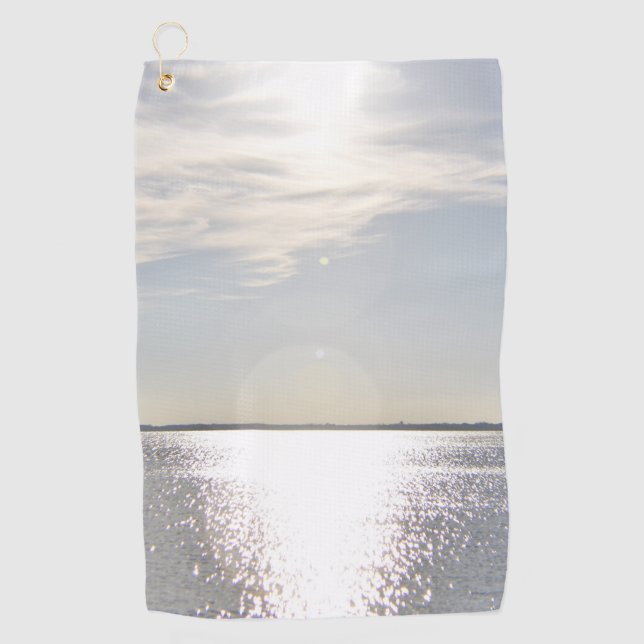 Serviette de golf Coucher de soleil sur l'eau (Devant)