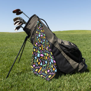 Serviette De Golf Couleur du Motif Rpt de forme 80s sur noir