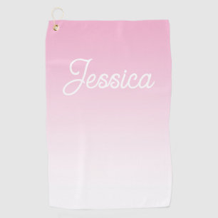 Serviette De Golf Couleur rose clair ombrée (modifiable) et votre te