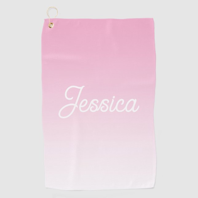 Serviette De Golf Couleur rose clair ombrée (modifiable) et votre te (Devant)