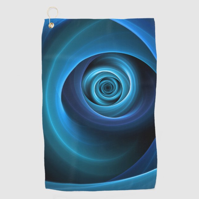 Serviette De Golf Couleurs bleu spirale 3D Art Abstrait fractal mode (Devant)