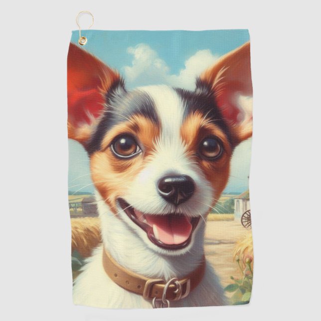Serviette De Golf Coupe Toy Fox Terrier Peinture (Devant)