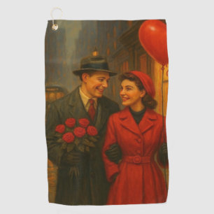 Serviette De Golf Couple vintage de la Saint-Valentin