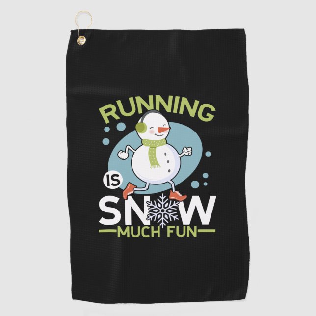 Serviette De Golf Coureur d'hiver - Courir est neige beaucoup amusan (Devant)