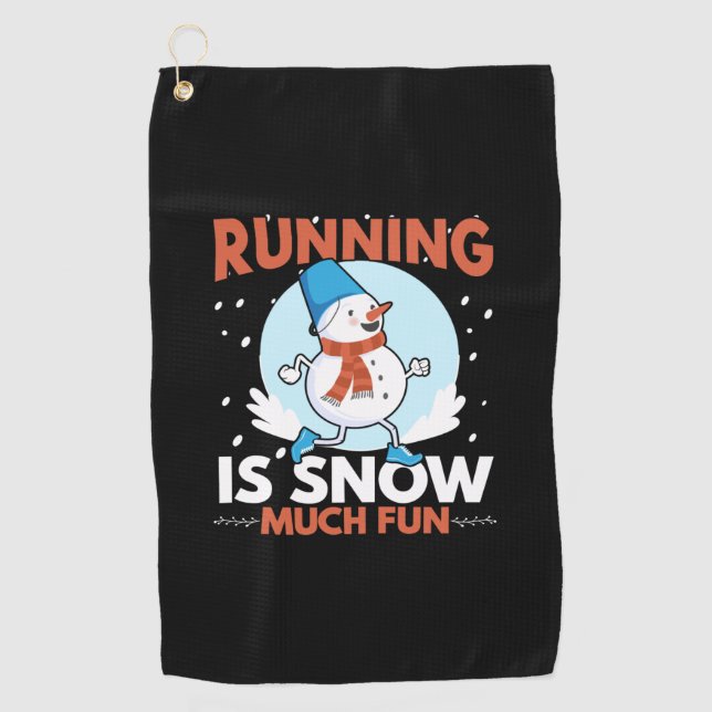 Serviette De Golf Coureur par temps froid - Courir est neige beaucou (Devant)