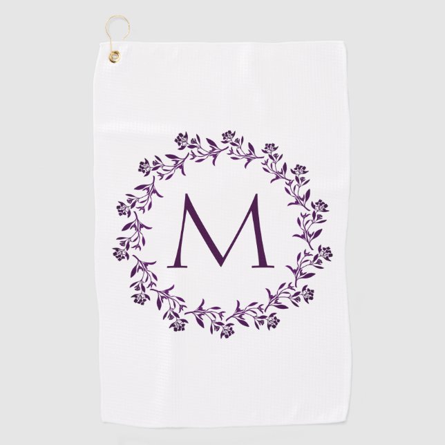 Serviette De Golf Couronne florale de monogramme (Devant)