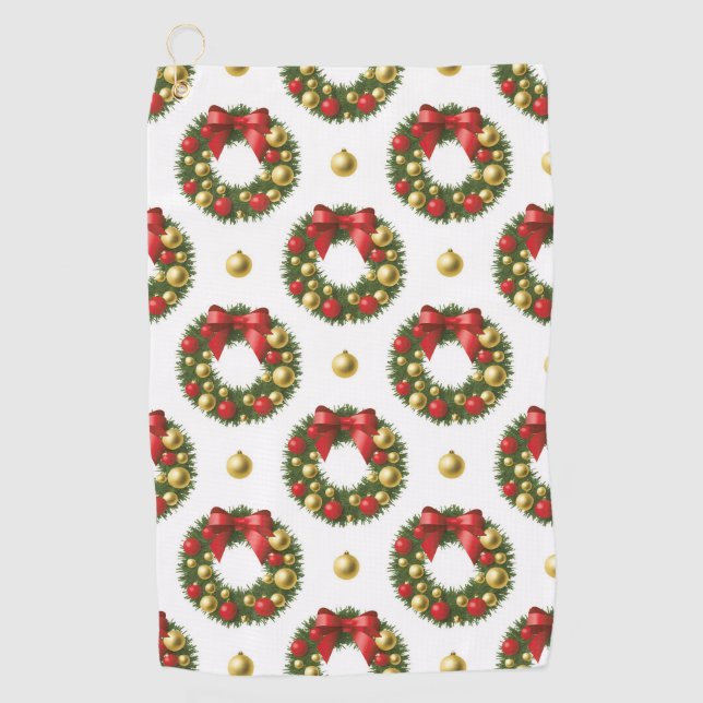 Serviette De Golf Couronnes de Noël (Devant)