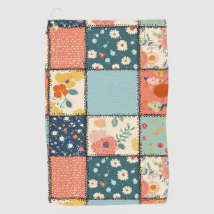 Serviette De Golf Courtepoint Patchwork Floral Coloré avec Impressio