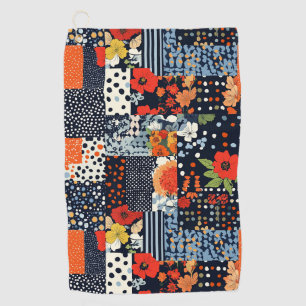 Serviette De Golf Courtepoint vintage marine corail florale en patch