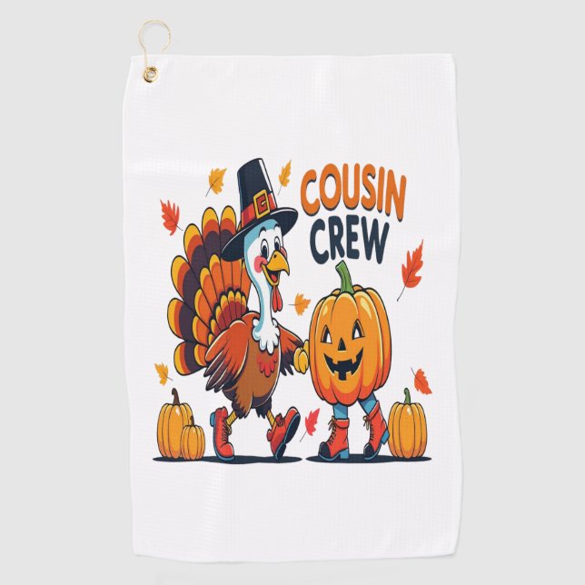 Serviette De Golf Cousin Crew Thanksgiving Citrouille (Devant)