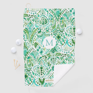 Serviette De Golf Coutume OBTENANT à' TURT le tribal vert de tortue