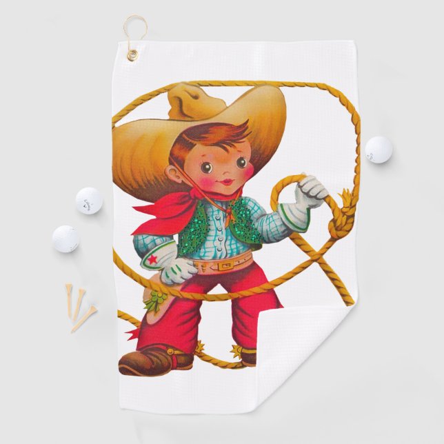 Serviette De Golf Cowboy Retro Boy Child Cute Western (En situation)
