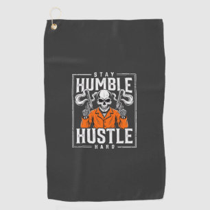 Serviette De Golf Crâne d'Halloween Reste Humble Travaille Dur