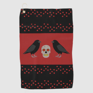 Serviette De Golf Crâne gothique et corbeaux gardiens Halloween