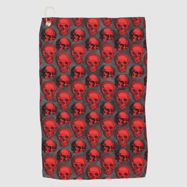 Serviette De Golf Crânes rouges et série Tournesol Conception 1  (Devant)