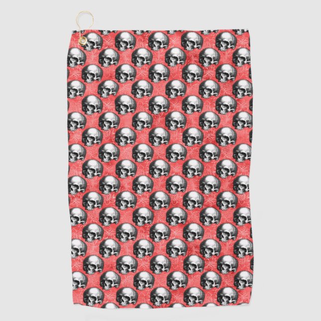 Serviette De Golf Crânes rouges et série Tournesol Conception 8  (Devant)