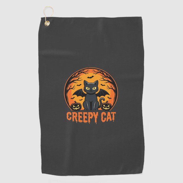 Serviette De Golf Création graphique de chat effrayant Halloween cha (Devant)