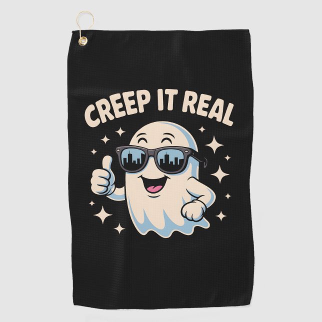 Serviette De Golf Creep It Real, mignon fantôme d'Halloween (Devant)