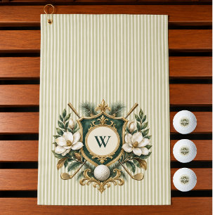Serviette De Golf Créez Votre Monogramme Floral Élégant