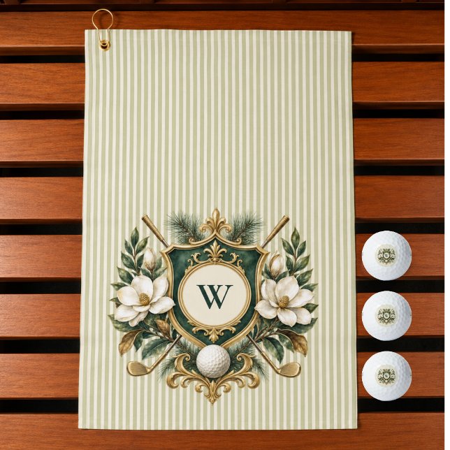 Serviette De Golf Créez Votre Monogramme Floral Élégant (Golfer Gift - Elegant Monogrammed Golf Towel. Perfect for women.)