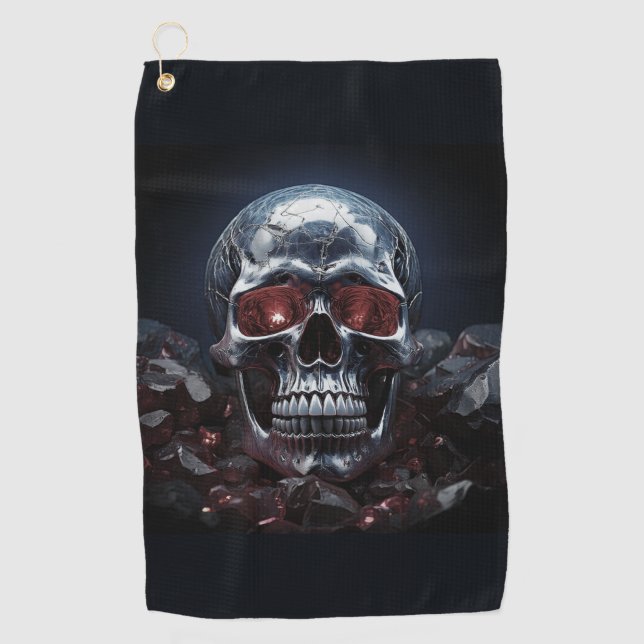 Serviette De Golf Cristal crâne avec Ruby Red Eyes Golf Serviette (Devant)