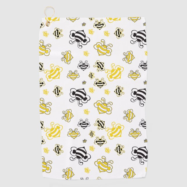 Serviette De Golf croquis du arrière - plan motif des abeilles (Devant)