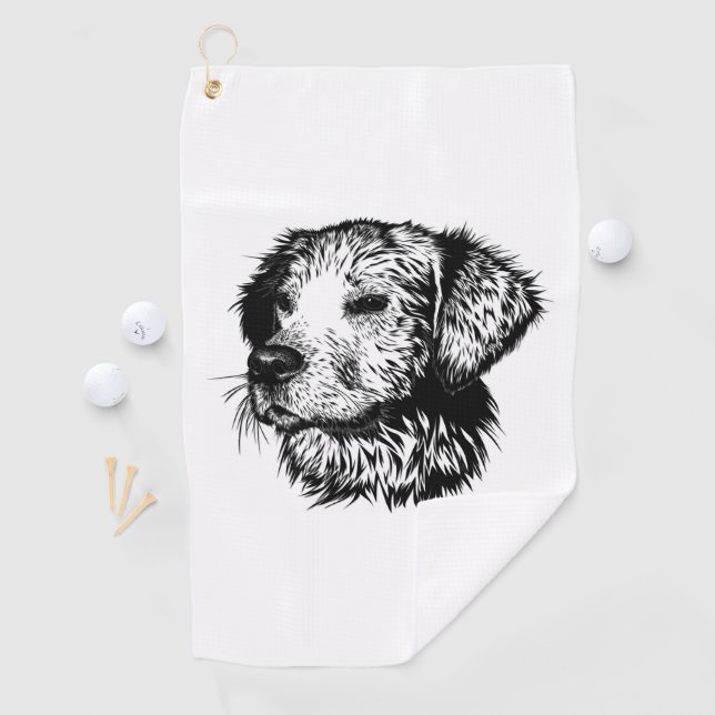 Serviette De Golf Croquis en tête de canine (En situation)