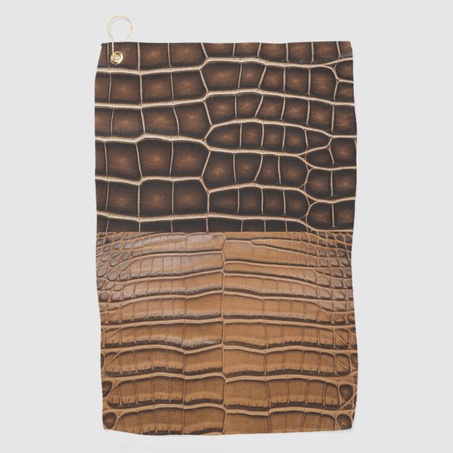 Serviette De Golf Cuir Brown Faux Alligator (Devant)