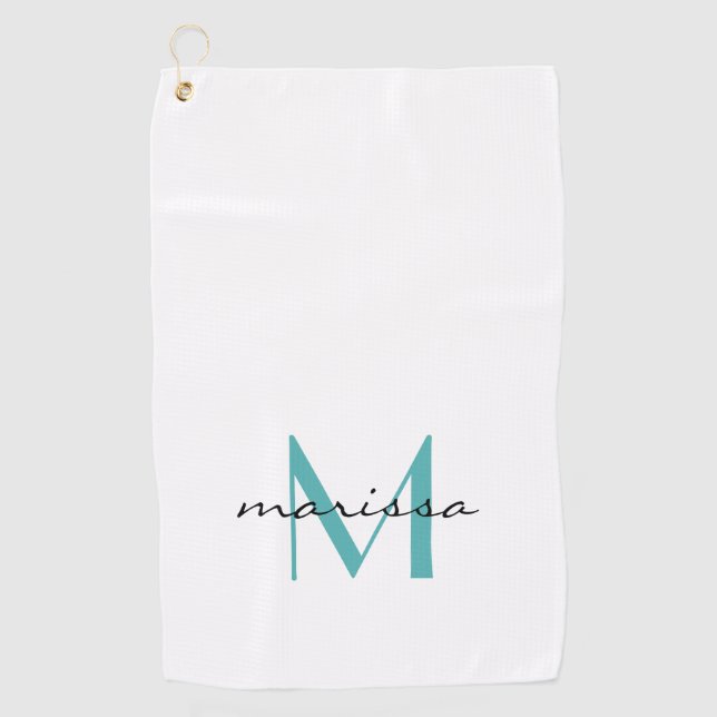 Serviette De Golf Custom Chic Ladies Nom Turquoise Monogram Golf Tow (Devant)