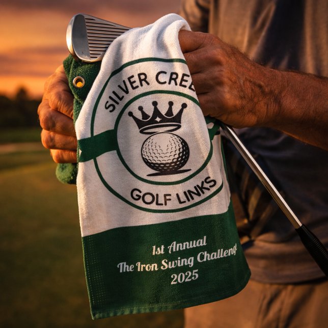 Serviette De Golf Custom Create Your Own Golf Tournament (Stylish green golf towel with premium feel, perfect for keeping clubs clean on the course.)