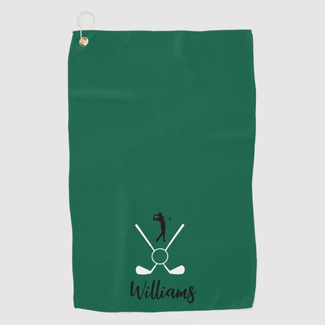Serviette De Golf Custom Script Name Golf Clubs Navy Blue Golf (Devant)