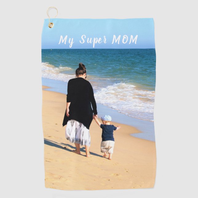 Serviette De Golf Custom Your Mom Photo Golf Towel Don avec texte (Devant)