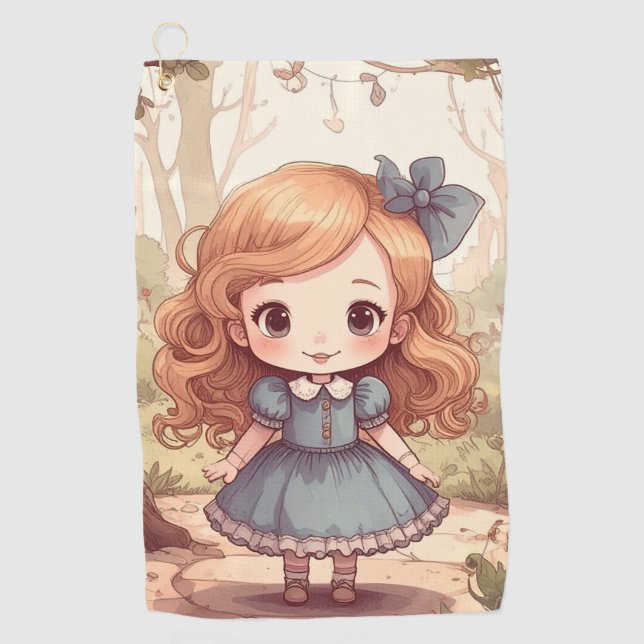 Serviette De Golf Cute Alice in Wonderland Whimsical Woodland Art (Devant)