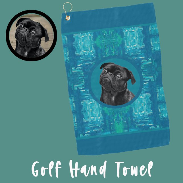Serviette De Golf Cute Black Pug Face Charm | Unique Custom Dog Love (Créateur téléchargé)
