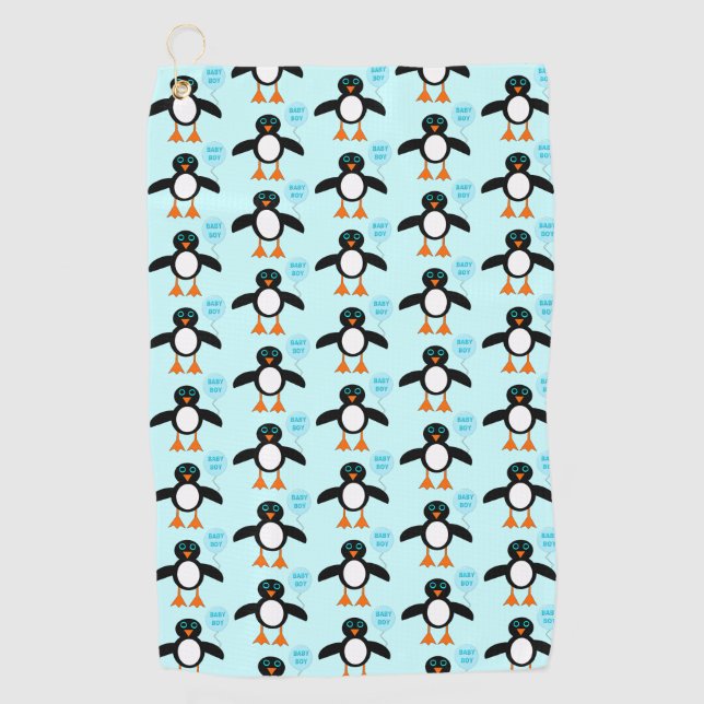 Serviette De Golf Cute Blue Baby Boy Penguin Golf Serviette (Devant)