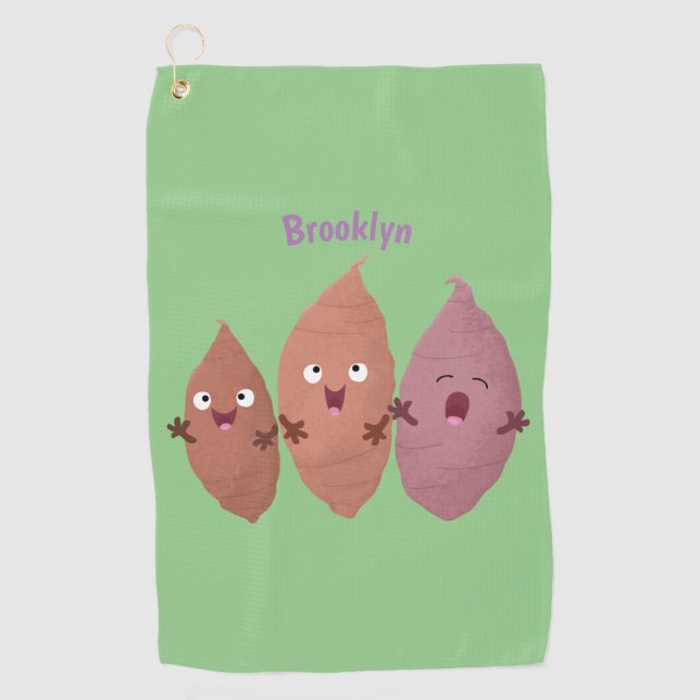 Serviette De Golf Cute chantant des patates douces caricaturales lég (Devant)