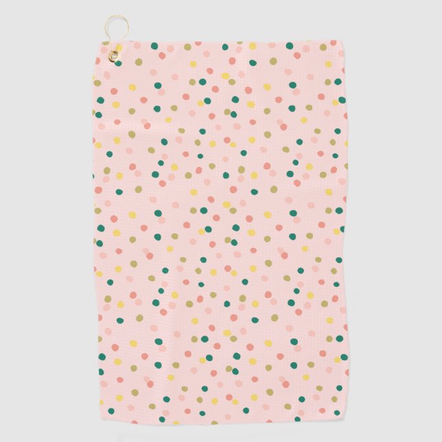 Serviette De Golf Cute Confetti Pois Motif Blush Green (Devant)