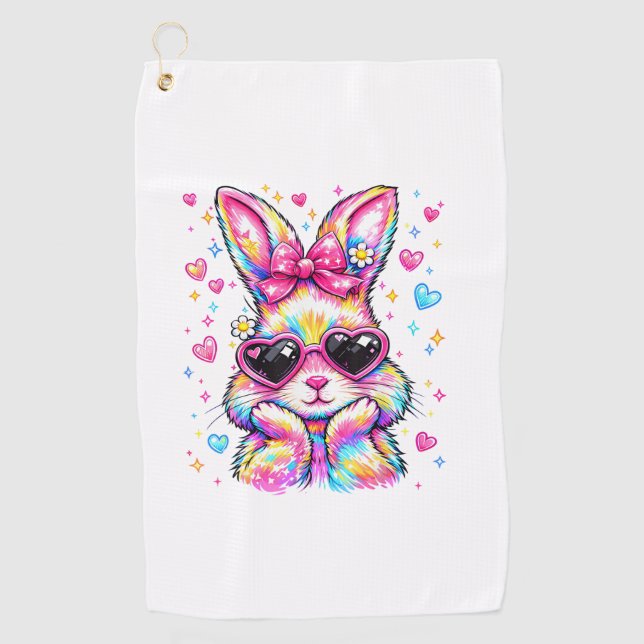 Serviette De Golf Cute Coquette Tie Dye Rabbit Easter Bunny Women Gi (Devant)