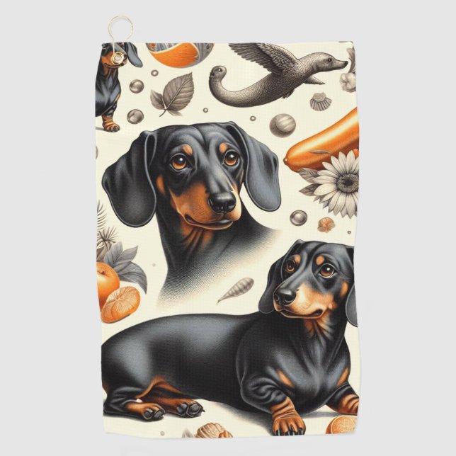 Serviette De Golf Cute Dachshund Motif (Devant)