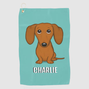 Serviette De Golf Cute Dachshund Nom personnalisé Wiener Dog